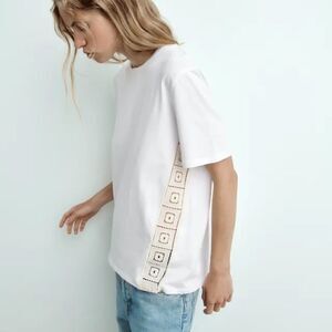 Zara Top With Crochet Panels New